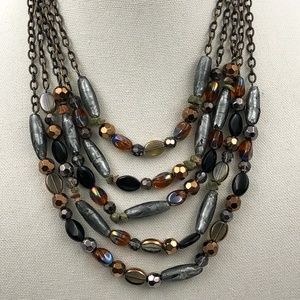 Cookie Lee Multistrand Necklace NWT Silver/Copper/Black